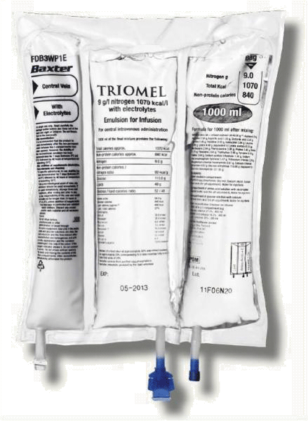 Triomel three chamber PN solution